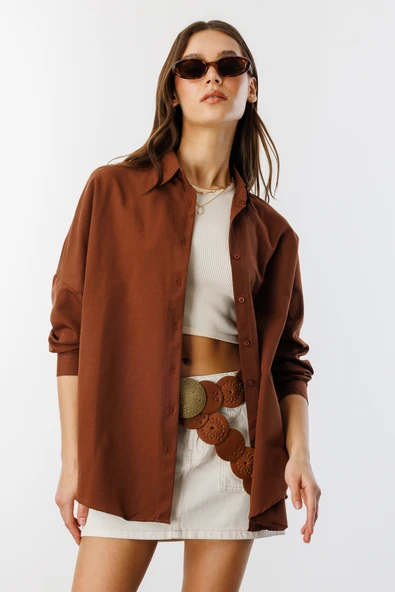 Oversize Basic Kadın Gömlek KADIN-BASIC-GÖMLEK - 8