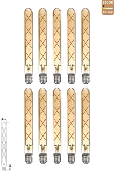 Heka Rustik LED Çubuk Ampul E27 8W 2500K Gün Işığı 10'lu ERD-38 - 1