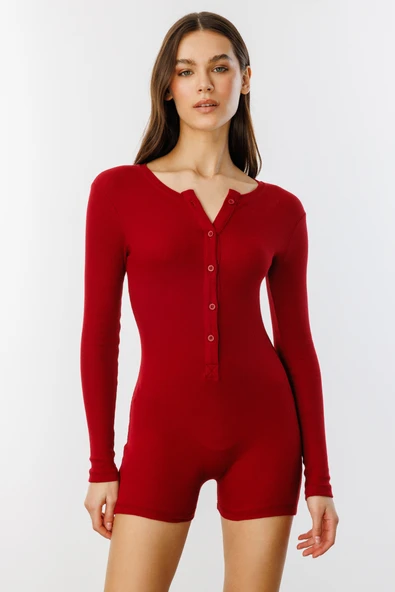 GENIUS STORE Fitilli Uzun Kollu Kısa Tulum Romper UZUNKOL-TULUM - 10