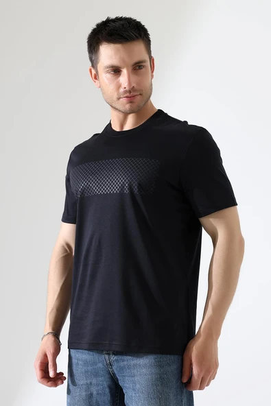 Sıfır Yaka Baskılı Erkek T-shirt - 6