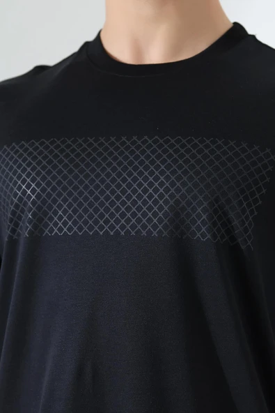 Sıfır Yaka Baskılı Erkek T-shirt - 8