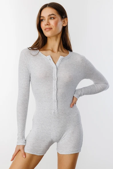GENIUS STORE Fitilli Uzun Kollu Kısa Tulum Romper UZUNKOL-TULUM - 4