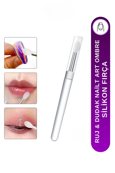 Fontenay Silikon Ruj Dudak Fırçası Pürüzsüz Dudak Boyama Aparatı & Tırnak Nail Art Ombre Silikonu