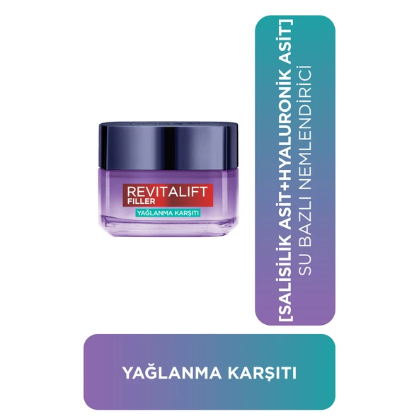 L'Oréal Paris Revitalift Filler Yağlanma Karşıtı Su Bazlı Nemlendirici Jel Krem - Salisilik Asit & Hyaluronik Asit