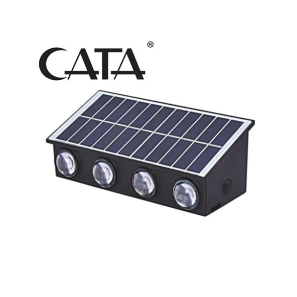 Cata CT-8010 20W Güneş Enerjili Solar LED Aplik Dış Mekan IP65 Duvar Lambası Günışığı 3200K