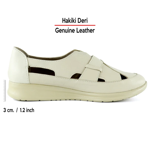 Aida Bej Hakiki Deri Kesik Detaylı Lastikli Slip-On Günlük Ayakkabı - 2