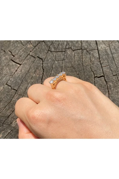 5 Taş Altın Yüzük - Resim 2