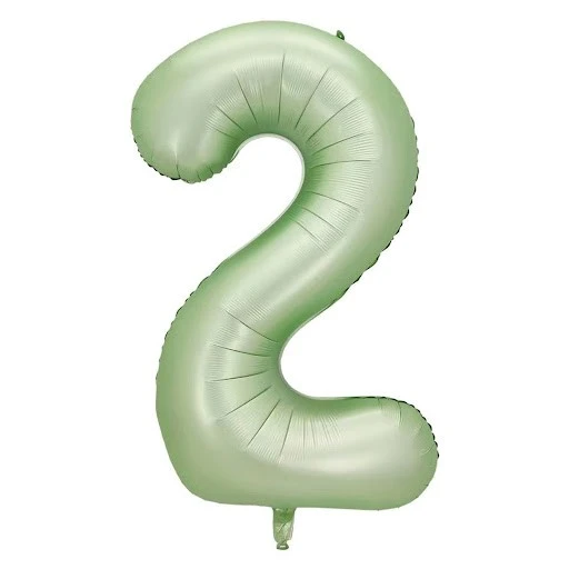 2 Rakam Retro Yeşil  Folyo Balon  34 inç 76 cm