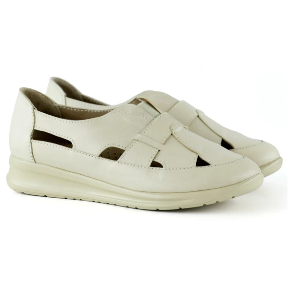 Aida Bej Hakiki Deri Kesik Detaylı Lastikli Slip-On Günlük Ayakkabı - 4