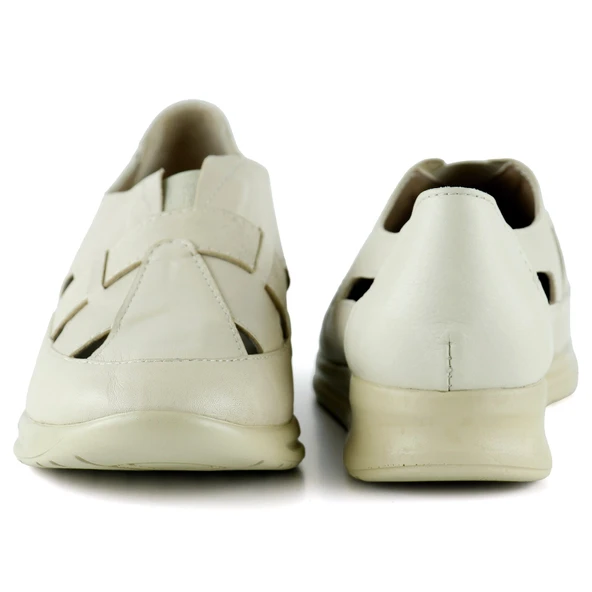 Aida Bej Hakiki Deri Kesik Detaylı Lastikli Slip-On Günlük Ayakkabı - 3