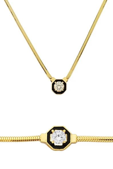 Siyah Mineli Tektaş Balık Sırtı Set