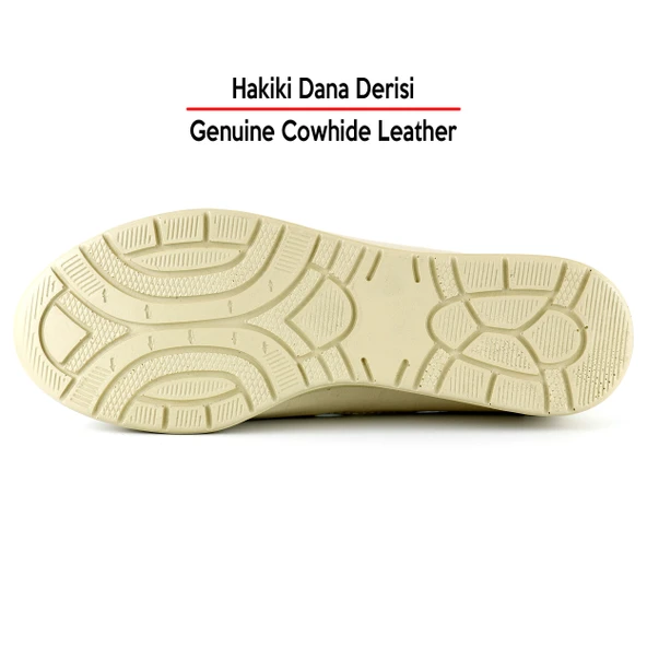Aida Bej Hakiki Dana Derisi Kesik Detaylı Lastikli Slip-On Günlük Ayakkabı - 4