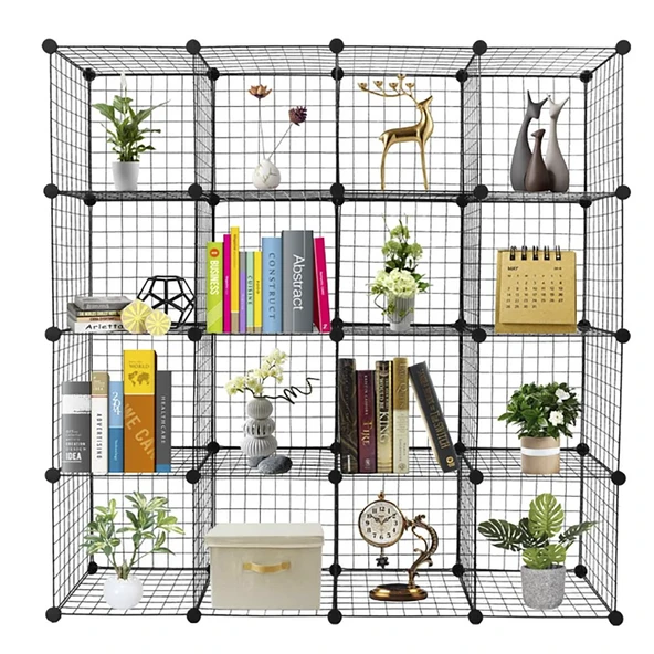 16'lı Tel Küp Çok Amaçlı Organizer Raf Siyah 33cm - 4