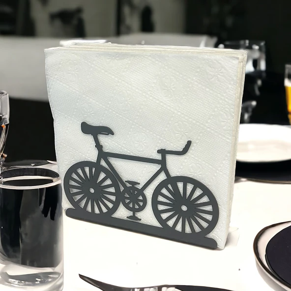 Bisiklet Temalı Siyah Metal Peçetelik - 3