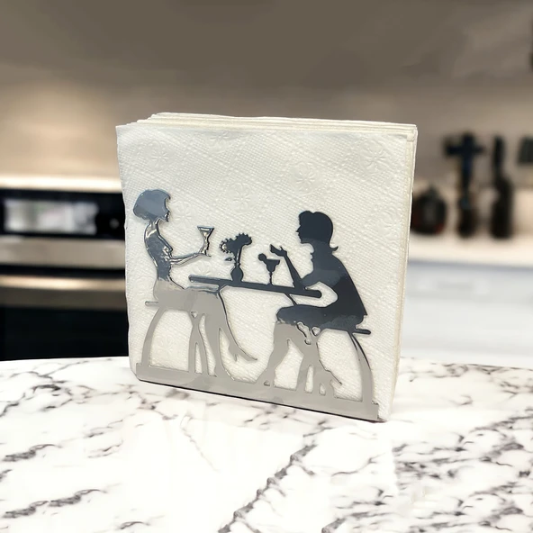 Sohbet Temalı Gümüş Metal Peçetelik - 11