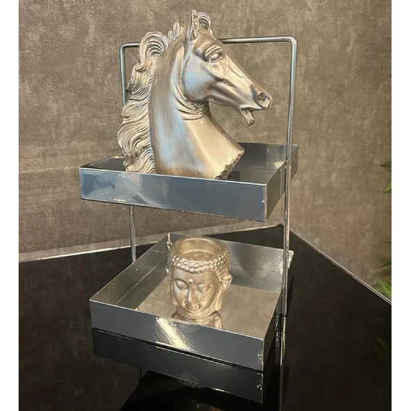 20x20 Gümüş Tezgahüstü Mutfak ve Banyo Iki Katlı Organizer - 2