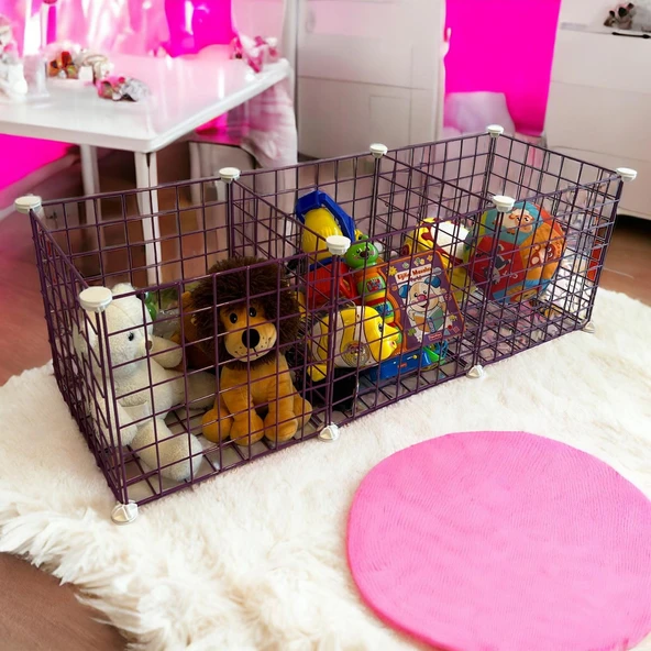 3 Bölmeli Tel Küp Çok Amaçlı Organizer Raf Pembe 33cm Mutfak, Oyuncak, Kiler, Depolama Rafı - 3