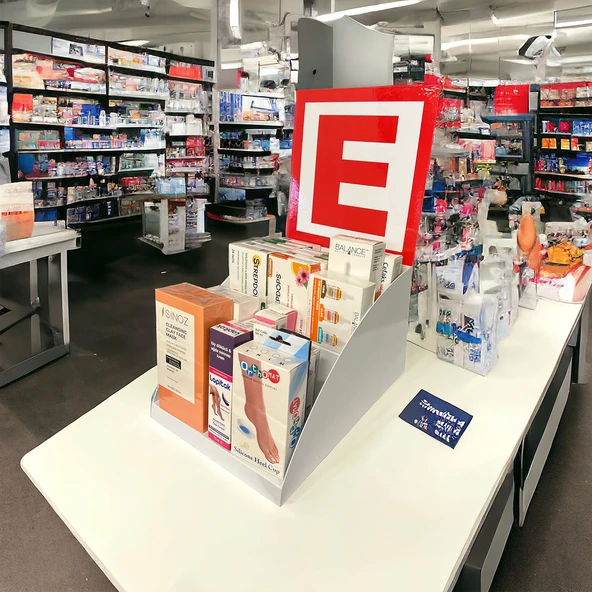 Tezgahönü Eczane Logolu Masaüstü Stand - 25cm, 2 Katlı, Beyaz Renk - 7