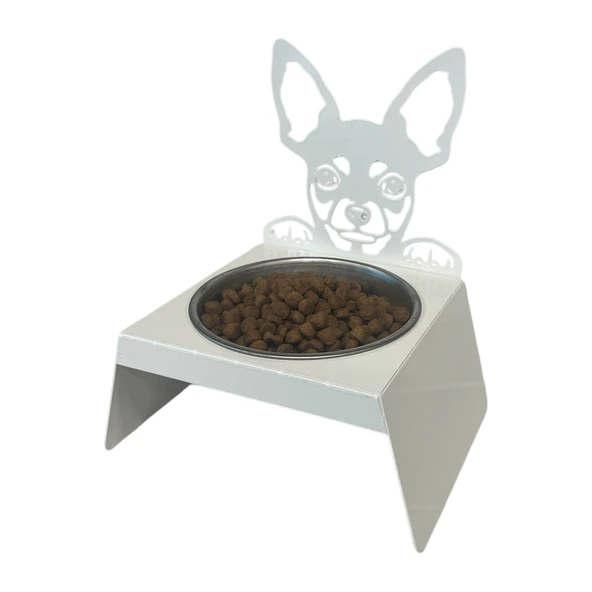 Sevimli Köpek Tasarımlı, Ergonomik Beyaz Kedi ve Köpek Mama ve Su Kabı Tekli Small Model – Paslanmaz Çelik, Dayanıklı Malzeme - 5