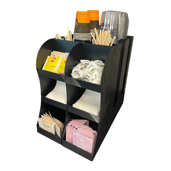 2'li 2 Bölmeli 16oz Bardak Uyumlu Çay, Kahve, Pipelik, Karıştırıcı, Karton Bardaklık Seti - 2