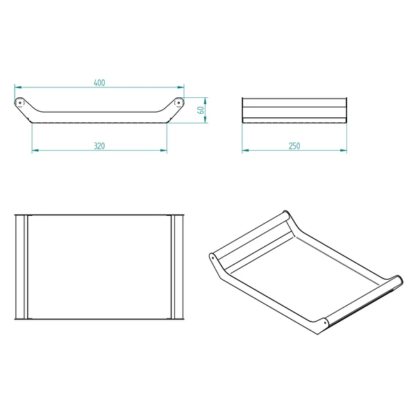 AHŞAP SAPLI 40X25 DEKORATİF METAL TEPSİ SİYAH, SUNUM, DEKORATİF TEPSİ - 2