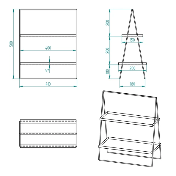 2 Katlı Üçgen Siyah Metal Banyo, Mutfak, Makyaj Organizatörü - Model 2 - 5