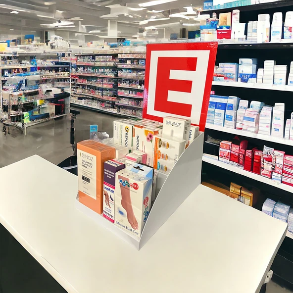 Tezgahönü Eczane Logolu Masaüstü Stand - 25cm, 2 Katlı, Beyaz Renk - 6