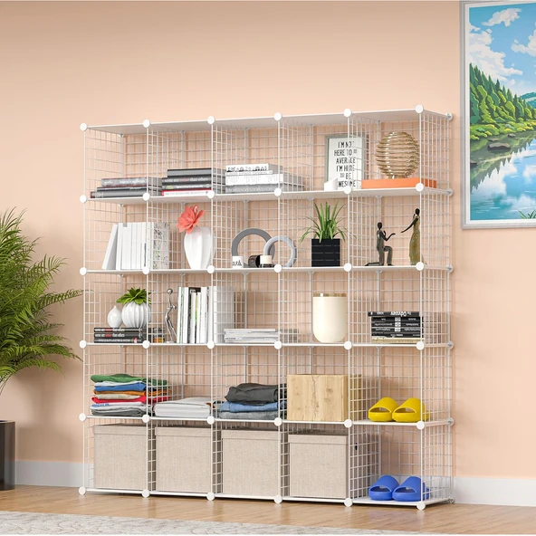 25'li Tel Küp Çok Amaçlı Organizer Raf Beyaz 33cm - 2