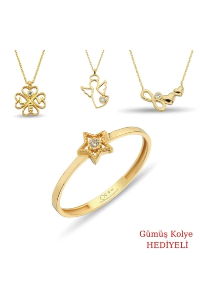 14 Ayar Çıtır Yıldız Altın Yüzük ürün görseli 1