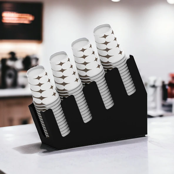 Yenilikçi Tasarım 4 Bölmeli Kademeli Karton Bardak Standı - 8 oz Bardak Uyumlu - 6