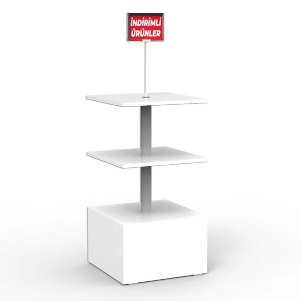 İNDİRİM 3 Raflı 50x50 Ahşap Beyaz Orta Alan Standı - 5