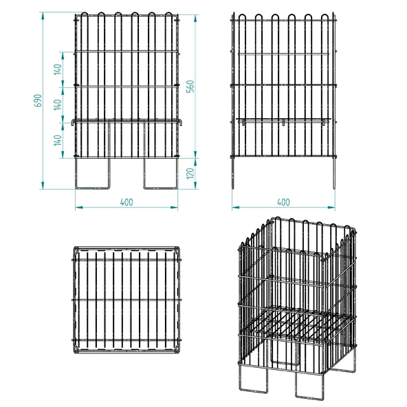 Ergonomik Tasarım 40x40 Katlanır Tel Havuz Sepeti Beyaz – Market, Avm, ve Bakkal İçin İdeal Ürün Teşhir Standı - 6