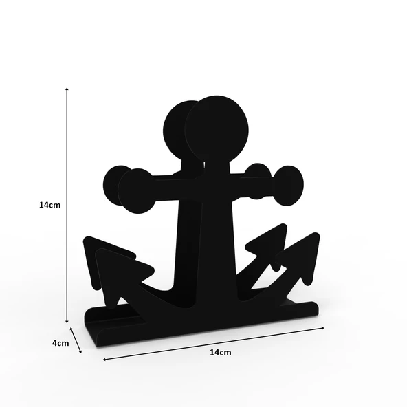 Çapa Temalı Siyah Metal Peçetelik - Resim 3