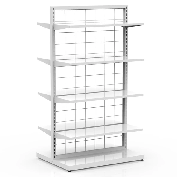 80X60 Çift Taraflı Metal Beyaz Stand Metal Raflı