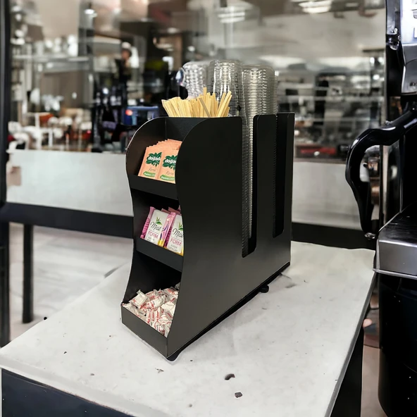 2 Bölmeli 16oz Bardak Uyumlu Çay, Kahve, Pipelik, Karıştırıcı, Karton Bardaklık Seti