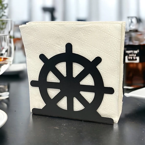 Dümen Temalı Siyah Metal Peçetelik - 2