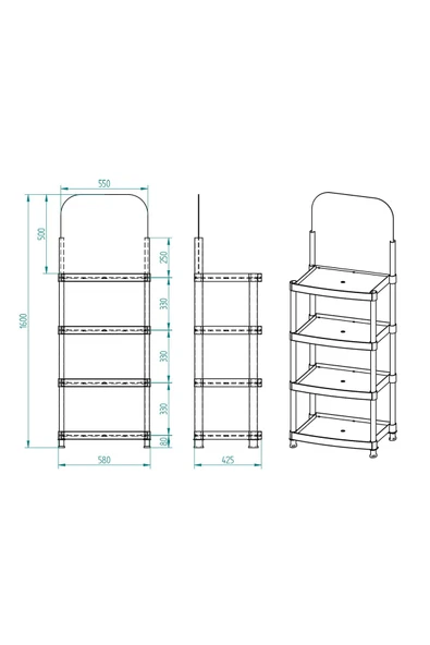 Plastik Kolay Kurulum Ürün Teşhir Enjeksiyon Standı Large Model 4 Raflı - 4