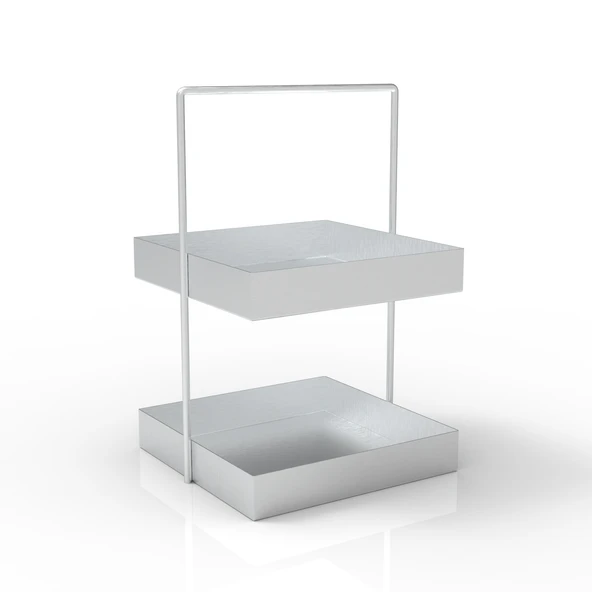 20x20 Gümüş Tezgahüstü Mutfak ve Banyo Iki Katlı Organizer - 6