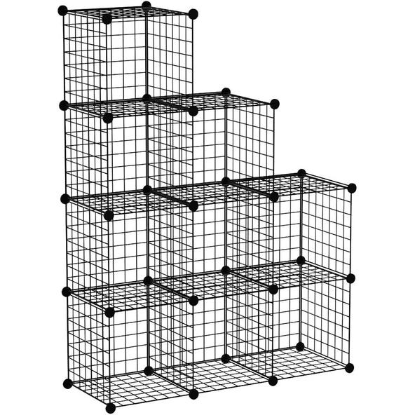 9 Bölmeli Tel Küp Çok Amaçlı Organizer Raf Siyah 33cm Mutfak, Oyuncak, Kiler, Depolama Rafı - 6