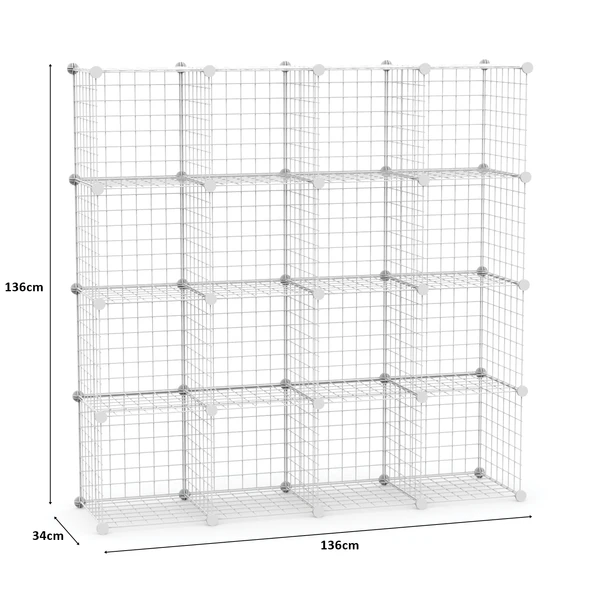 16'lı Tel Küp Çok Amaçlı Organizer Raf Beyaz 33cm - 4