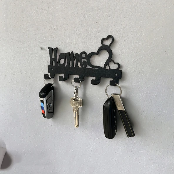 Metal Dekoratif Kalpli Anahtar Askısı - Siyah Renk Model 1 - 8