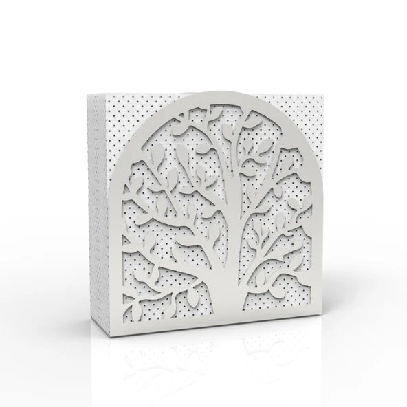 Hayat AğacıTemalı Gümüş Metal Peçetelik - 3