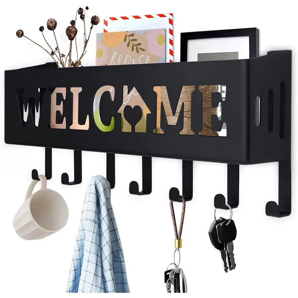 Welcome Temalı Siyah Raflı Anahtarlık