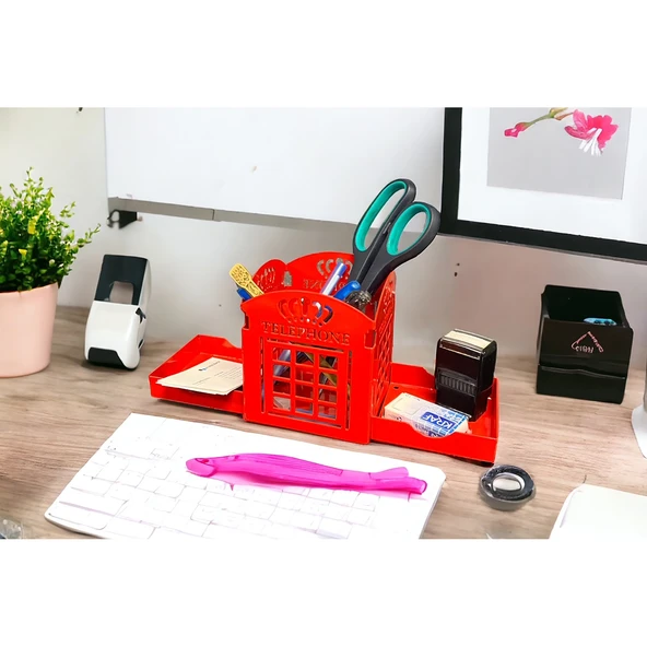 Telefon Kulübesi Temalı Kalemlik Kırmızı - 9