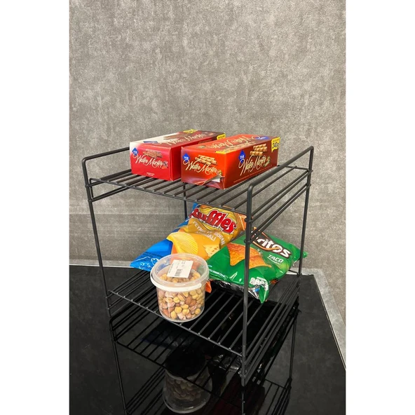 30x30 2 Kat Dekoratif Siyah Tel Raf Demonte - 6