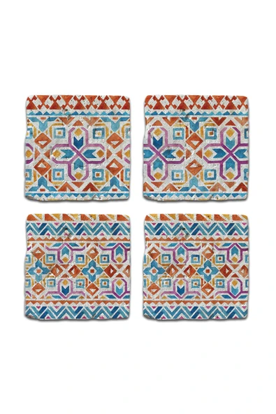 Doğal Taş Bardak Altlığı 4'lü Model- Boho - 2