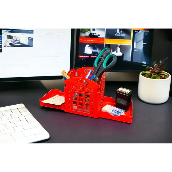 Telefon Kulübesi Temalı Kalemlik Kırmızı - 8