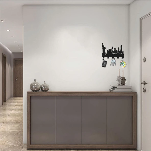 Newyork Temalı Metal Anahtarlık Askısı Siyah - 4