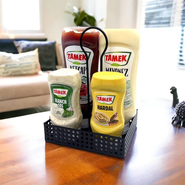 Modern Metal Sosluk ve Yağlık Standı - Cafe Restaurant Masa Düzenleyici MODEL-1 - 4