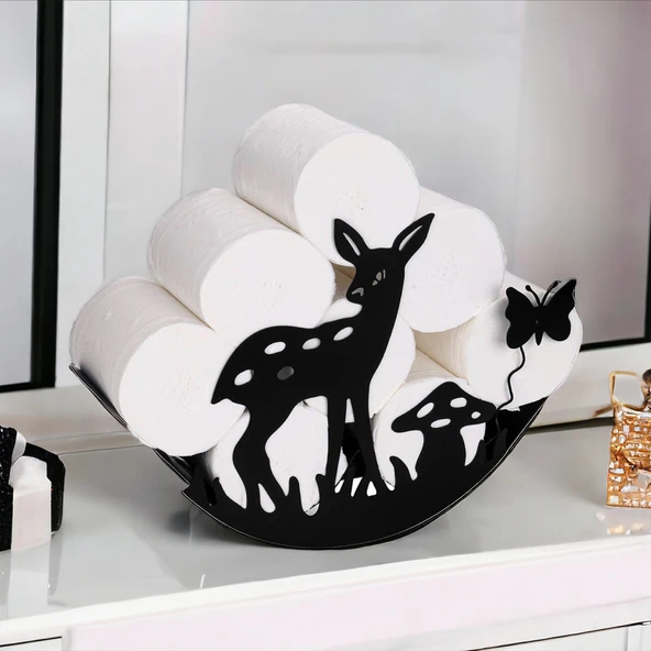 Geyik Temalı Metal WC Tuvalet Kağıtlığı - 5
